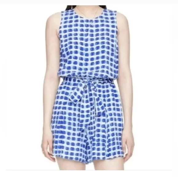Kate Spade Blue and White Checkered Romper - Picture 3 of 6